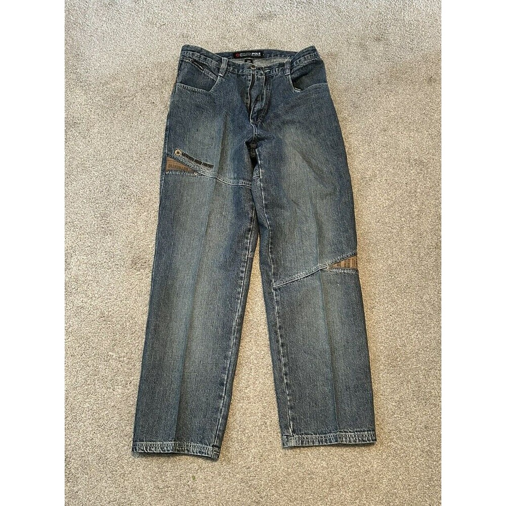 SOUTH POLE Vintage Baggy Jeans 34 Y2K 2000s Dark Denim Skater Wideleg